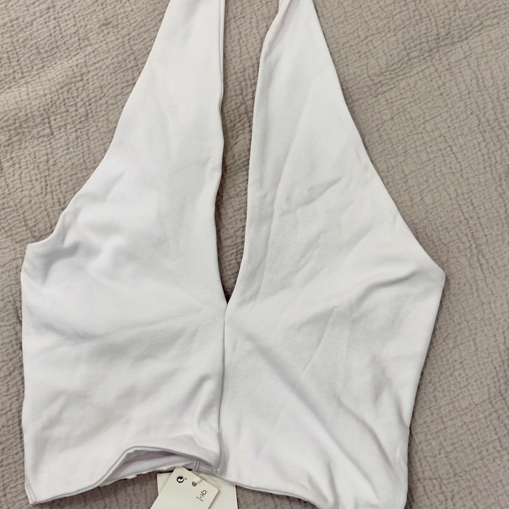 Zara Classic White Halter Crop Top